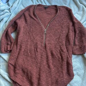 Copper Knit Sweater with Zipper